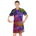 thumbnail image 6 of Boys Geometry Dash Short Sleeve Mesh T-Shirt And Shorts Outfit Set Summer Clothes Set for Kids, 6 of 7