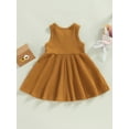 thumbnail image 4 of Faithtur Bébé Enfants Robe de Fille, Sans Manches Cou Solide Été une Ligne Robe pour Tous les Jours Occasionnels, 4 of 8