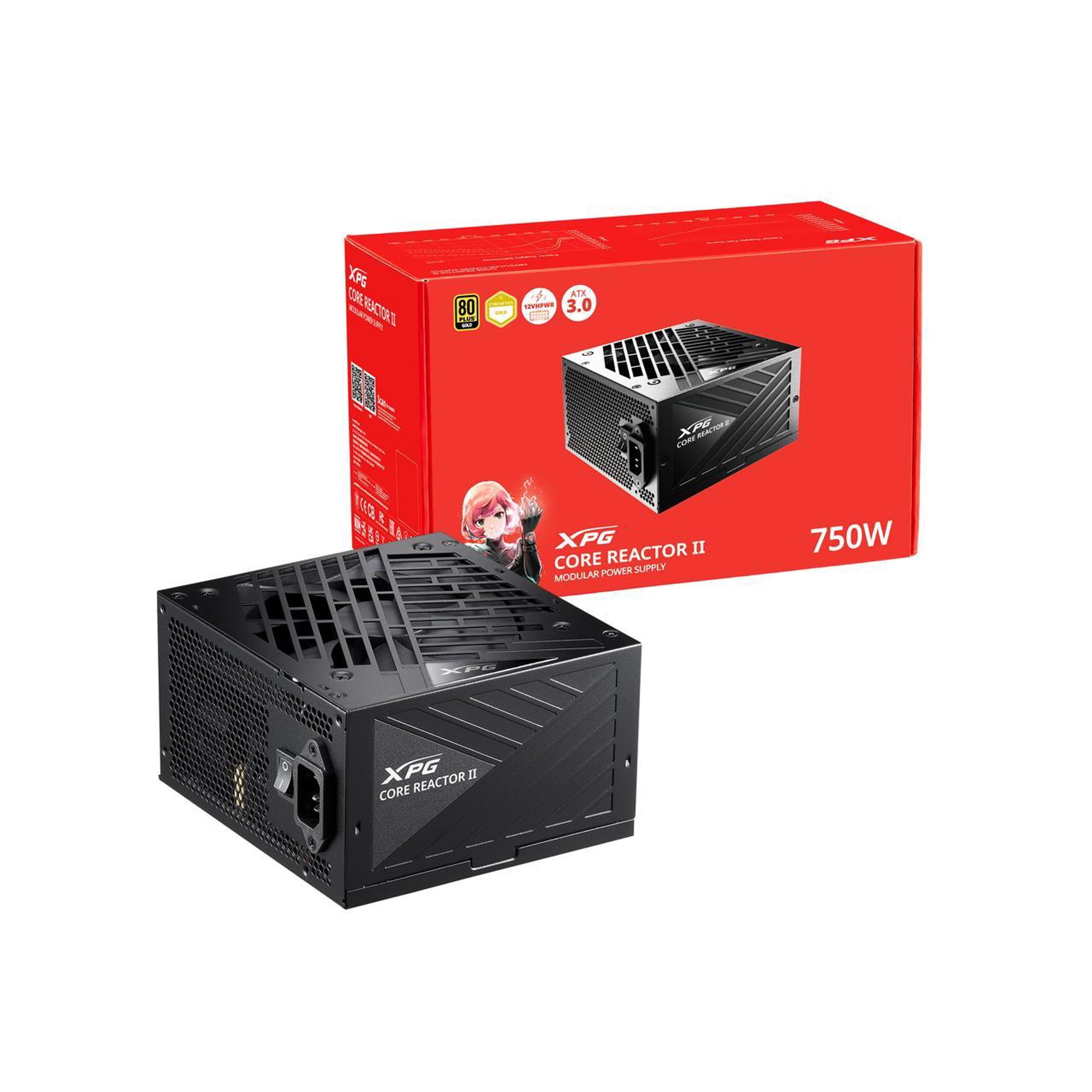XPG Core Reactor II 750W PCIE 5 & ATX 3.0 Power Supply - Full Modular - 80 Plus and Cybenetics GOLD Certified - 100% Japanese 105°C Capacitors (COREREACTORII750G-BKCUS)