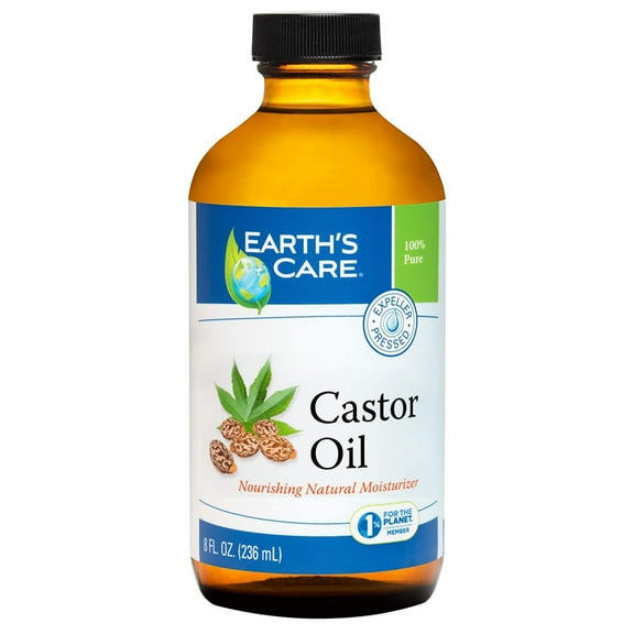 Earth's Care Pure Castor Oil Hair & Skin Moisturizer - Nourishing, Fragrance-Free - 8 fl oz