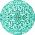 thumbnail image 1 of Ahgly Company Indoor Round Persian Turquoise Blue Traditional Area Rugs, 3' Round, 1 of 4