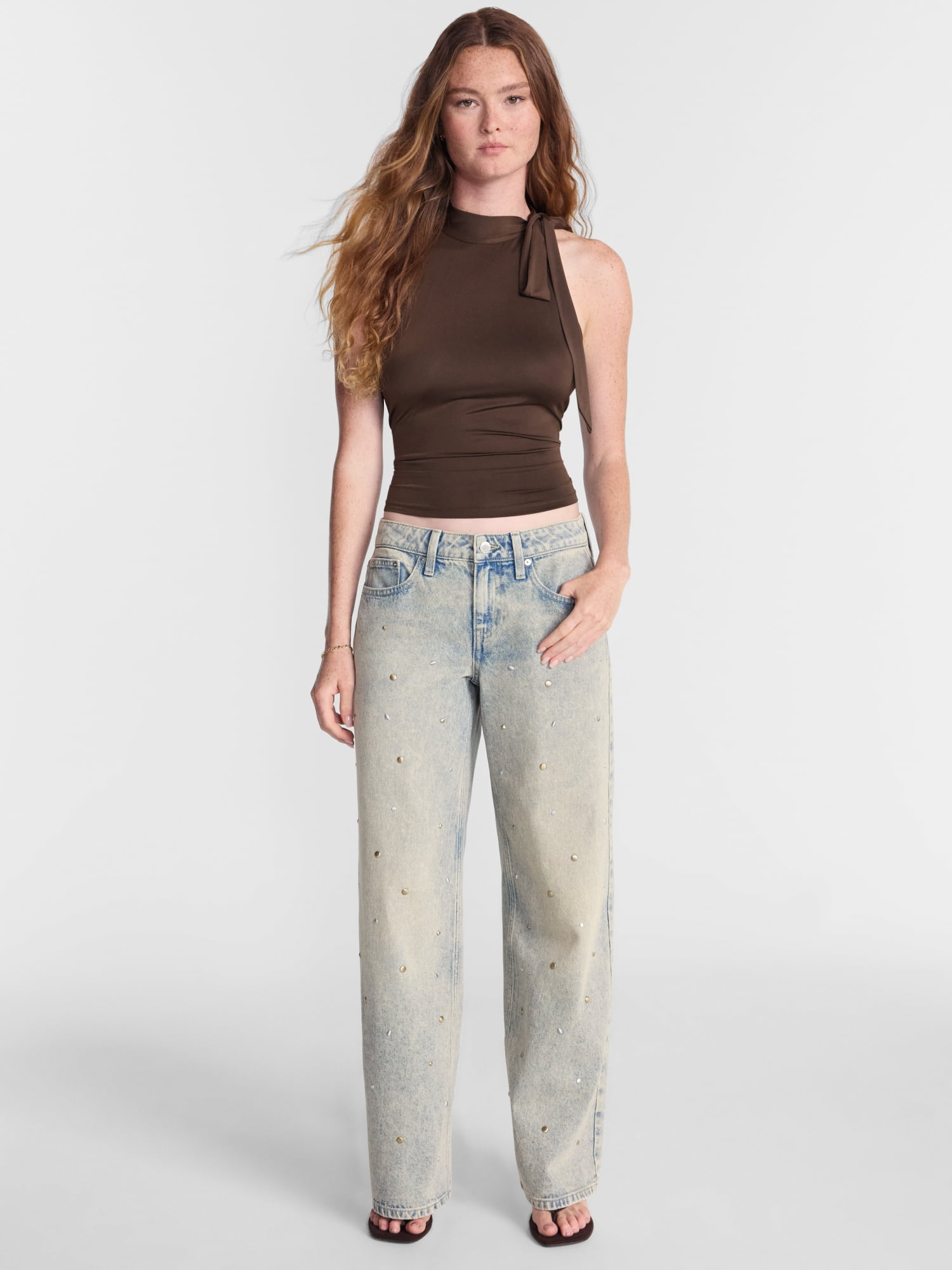 No Boundaries Low Rise Cotton Baggy Jeans, 31.5'' Inseam, Women's 00-26W