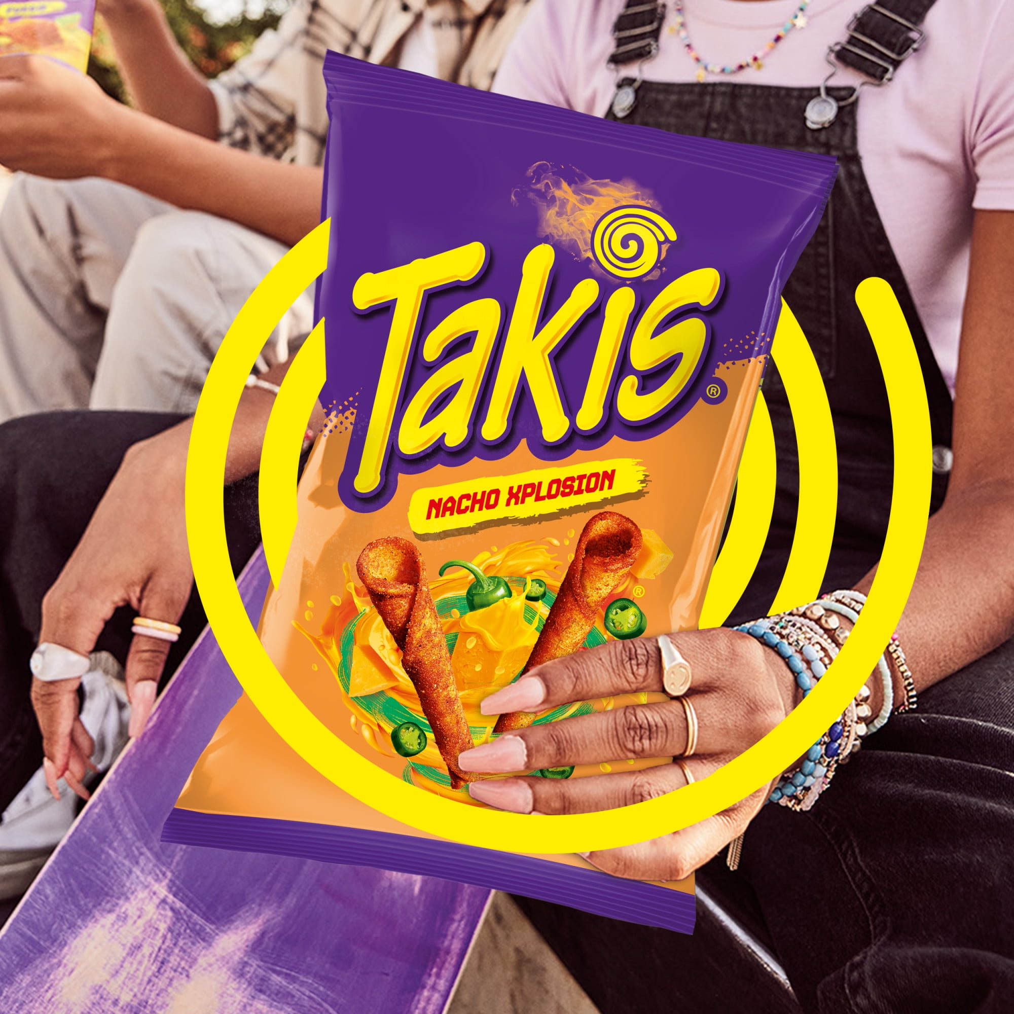 Takis Nacho Xplosion 3.25 oz Snack Size Bag, Cheese and Chili Pepper Rolled Tortilla Chips