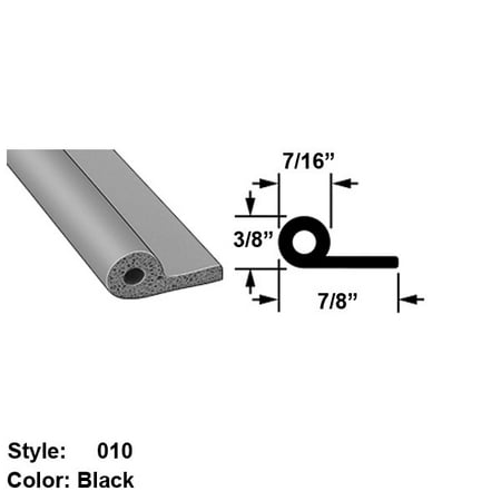 

High Temperature Hollow Foam Rubber Flange Mount Seal Style 010 - Ht. 3/8 x O all Wd. 7/8 - Black - 5 ft long