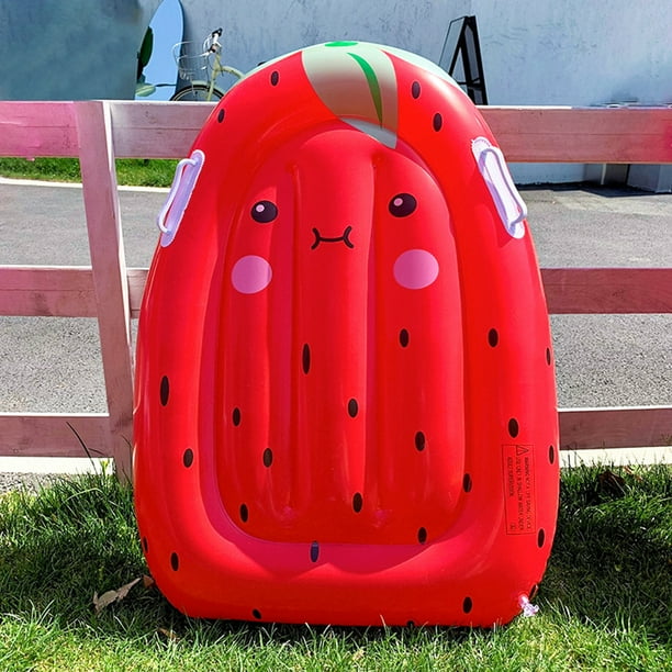 Fila Flotante De Niños Flotadores inflables para piscina, patrón de frutas portátil, juguetes de agua para nadar (fresa)