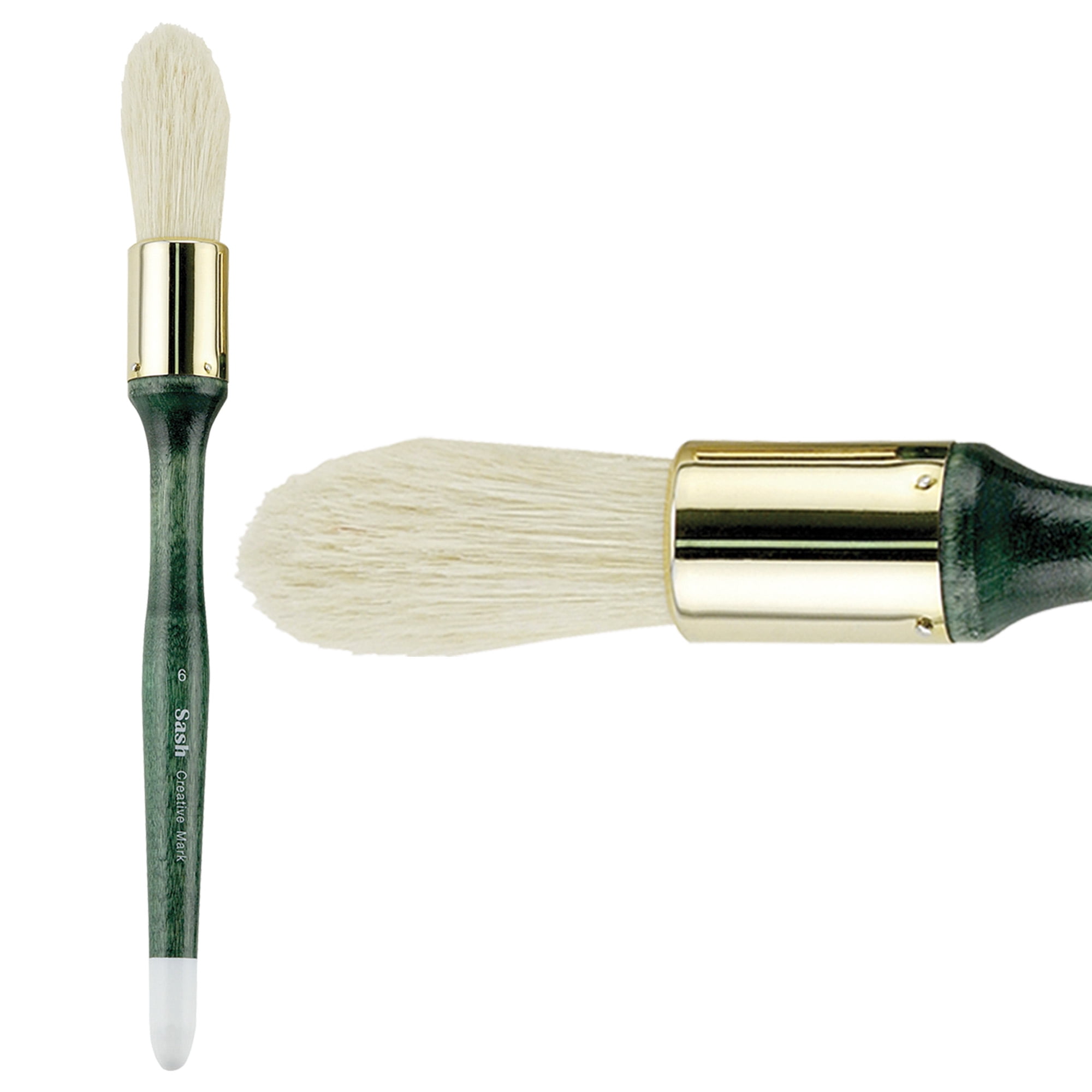 Creative Mark Jumbo Round Sash Brush Set of 3, #0 -3/4", #2 -1", #6 -1-1/4" Natural Bristle Trim and Mural Paint Brushes w/ Pure Chungking Bristles, Large Artist Paintings, Gold Plated Brass Ferrules