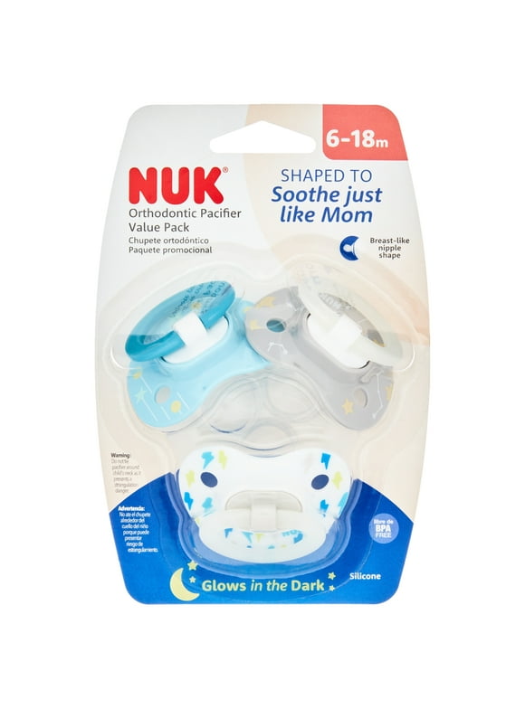 NUK Orthodontic Pacifiers, 6-18 Months, Neutral, 3 Pack