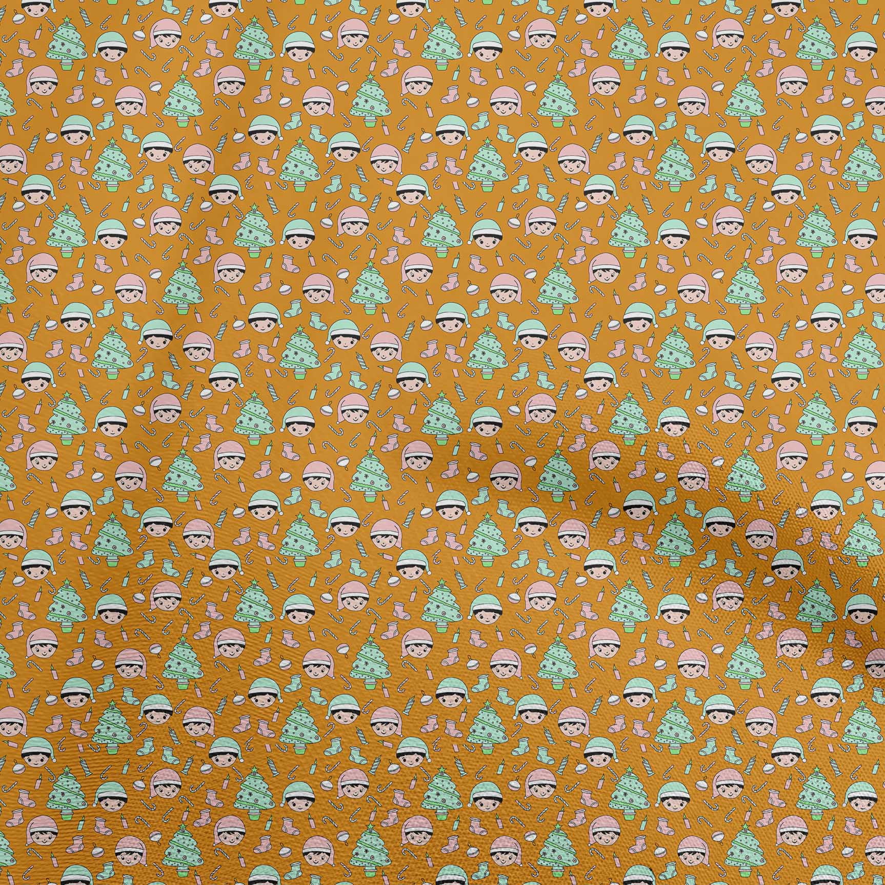 oneOone Polyester Spandex Orange Fabric Christmas Sewing Craft Projects Fabric Prints By Yard 56 Inch Wide