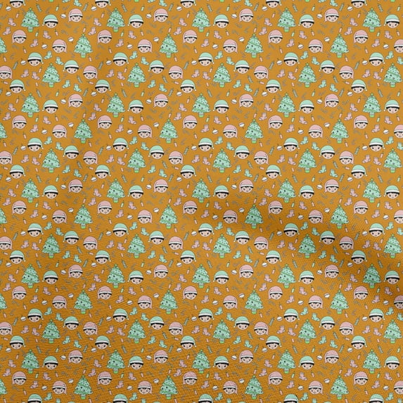 oneOone Cotton Cambric Orange Fabric Christmas Craft Projects Decor Fabric Printed By The Yard 56 Inch Wide