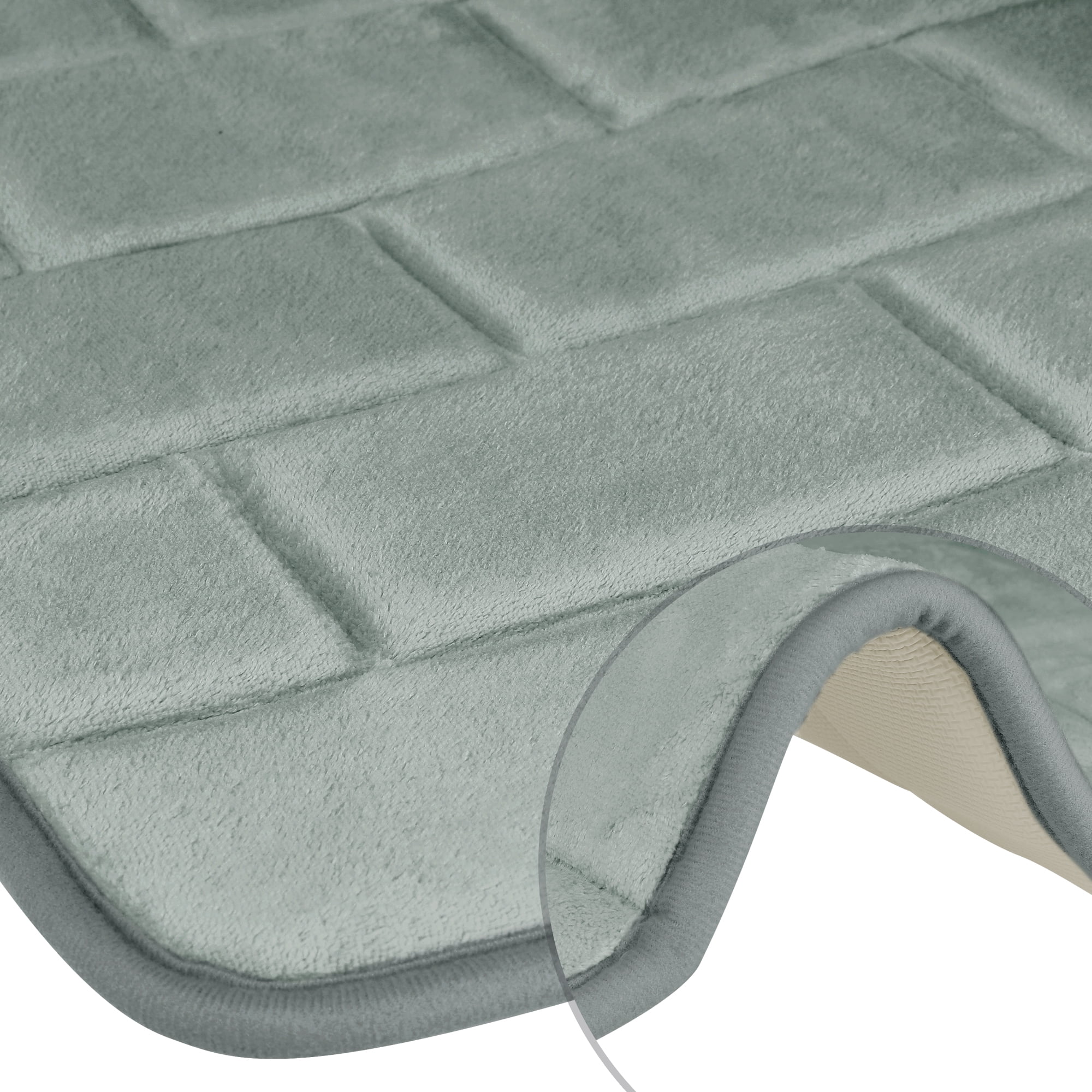 Unique Bargains Memory Foam Bath Mat Soft Absorbent Bathroom Rug Non-Slip Thick Dry Fast Light Gray 16" x 24"