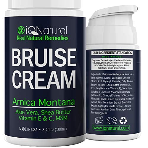IQ Natural Arnica Cream Bruise Healing Cream, Arnica Gel with Aloe Vera, Arnica Montana