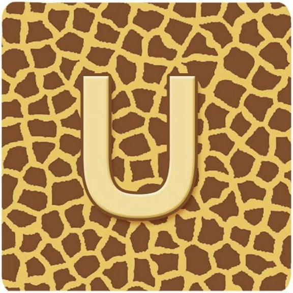 Monogram - Giraffe Foam Coasters, Initial Letter U - Set 4, 3.5 x 3.5 In.