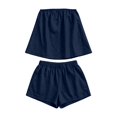thumbnail image 5 of OOOUM Women 2 Piece Matching Outfits Strapless Smocked Top Elastic Waist Shorts Set Light Textured Woven Fabric Solid Color Casual Summer Clothing Set Navy M, 5 of 5