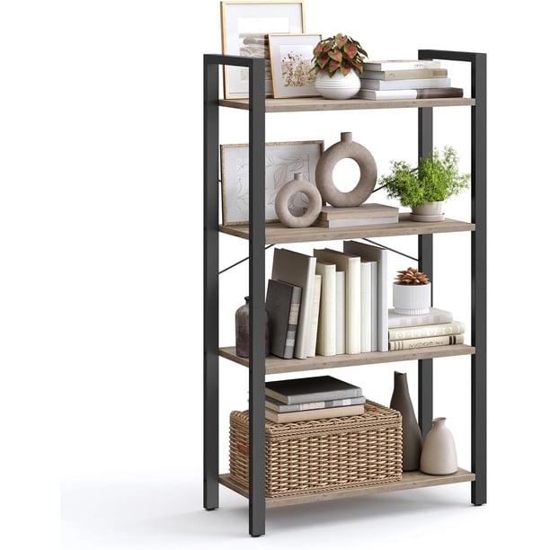 Six-tier bookshelf, library, office bookshelf, living room, bedroom, dimensions 30 x 40 x 186 cm, industrial style, with natural wood color and black tones