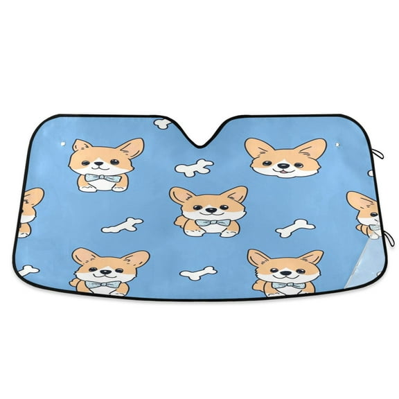 Qxltty Gentleman Corgi Car Windshield Sunshades Foldable UV Rays Sun Visor Protector Keep Your Vehicle Cool 53×23.5in
