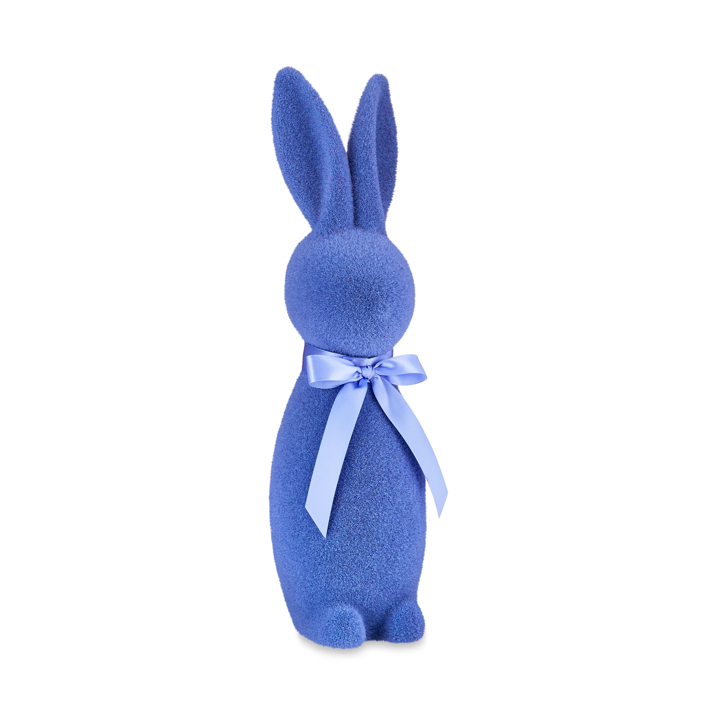 Way to Celebrate Easter Flocked Bunny Decor, Periwinkle Blue, 16"