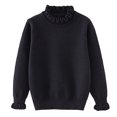 thumbnail image 5 of Girls Long Sleeve Knit Pullover Sweater with Ruffled Mock Neck and Ribbed Cuffs for Casual Wear Winter Fall Spring, 5 of 6