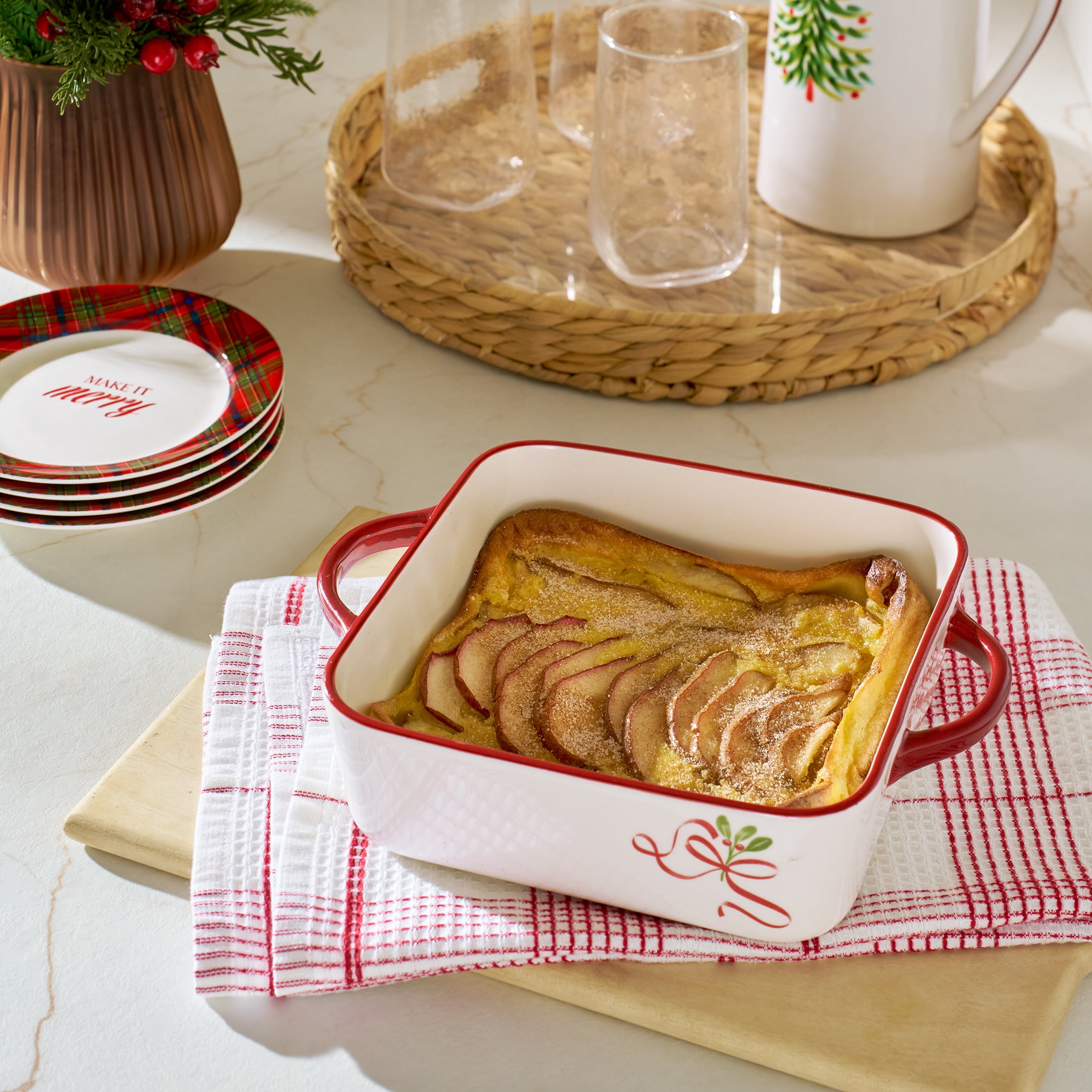 Better Homes & Gardens Holiday Pattern 8" x 8" Square Stoneware Baking Dish