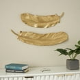 thumbnail image 2 of DecMode Gold Resin Feather Bird Wall Decor (2 Count), 2 of 10