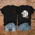 thumbnail image 2 of DeHolifer Women's T Shirt Letter Printed Baseball Mom Short Sleeve Crewneck Casual T Shirt Loose Fashion Tee Tops Black S, 2 of 3