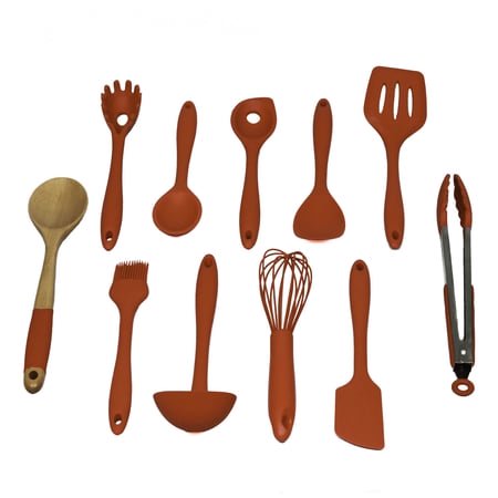 Chef Craft Premium Silicone Kitchen Tool and Utensil Set, 11 Piece Set, Red