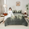 thumbnail image 4 of Feelyou Jungle Landscaple Queen Comforter Set, Rustic Pine Tree Bedding Sets, Farmhouse Botanical Reversible Bedding Comforter Set, Breathable Home Decor,3 Pieces, 4 of 8