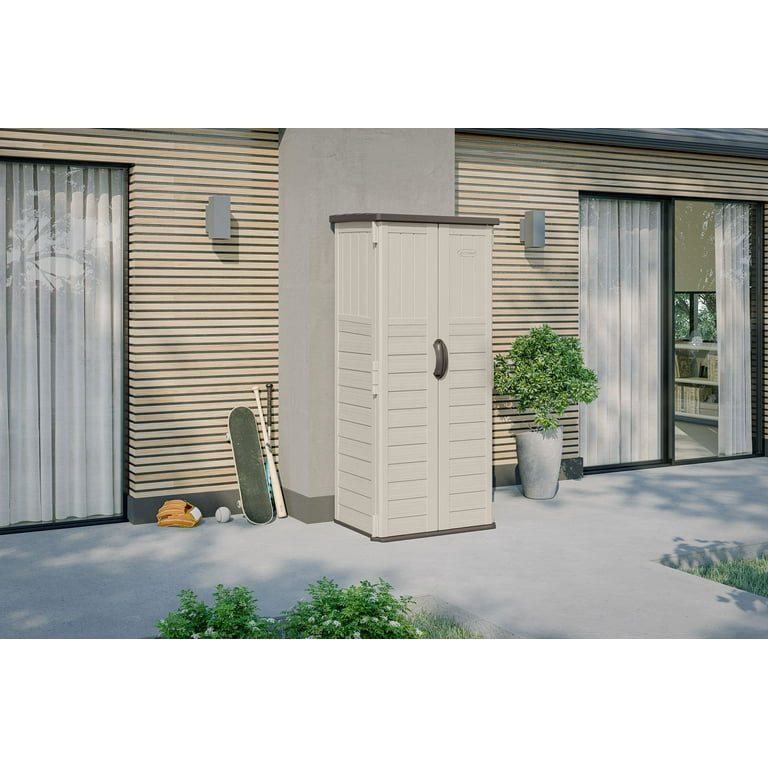 Suncast Large Outdoor Waterproof Vertical Storage Shed, 22 Cubic