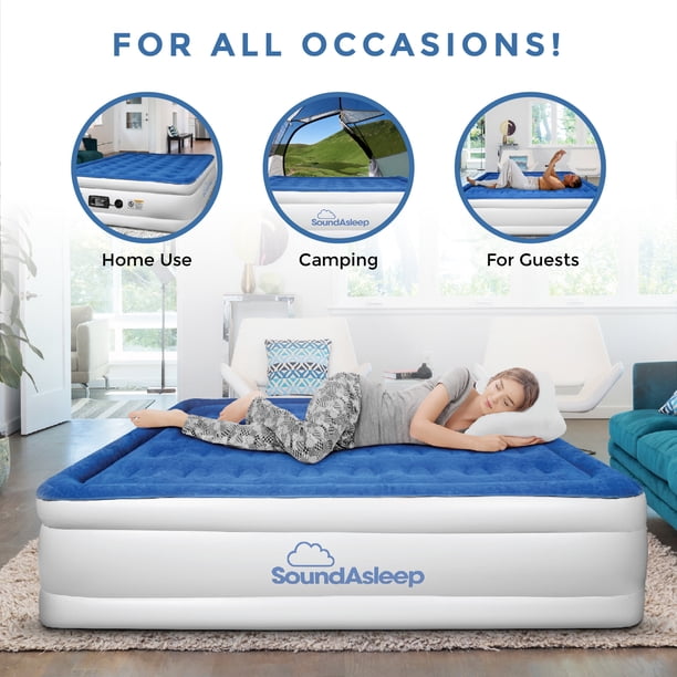 SoundAsleep Queen Size Air Mattress Bed with ComfortCoil & Built
