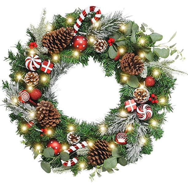 Outdoor Lighted Artificial Christmas Wreaths For The Front Door