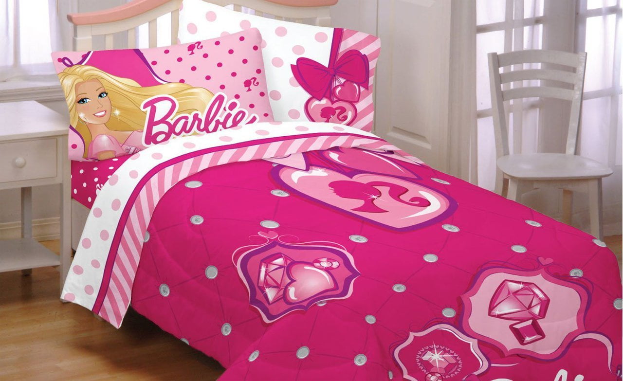 Barbie Sweet Silhouette Twin Comforter Set - Walmart.com - Walmart.com