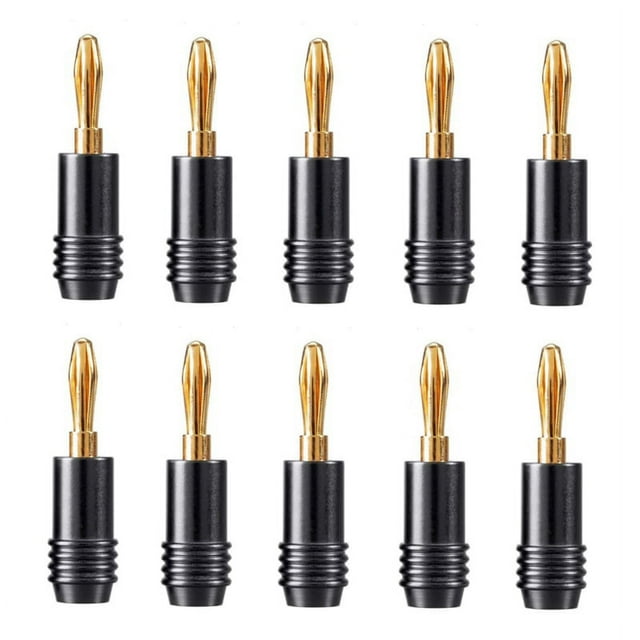 10 Piezas Conector Tipo Banana para Altavoz Conector Tipo Banana de 4 Mm Chapado en Oro 4K para Adaptador de Altavoz Audio Video Negro