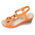 thumbnail image 6 of Rokment Women's Wedge Dressy Sandals Stylish Casual Leather Metal Buckles Platform Chunky High Heels Elastic Ankle Strap Slingback Dress Summer Shoes Orange Size 6.5, 6 of 7