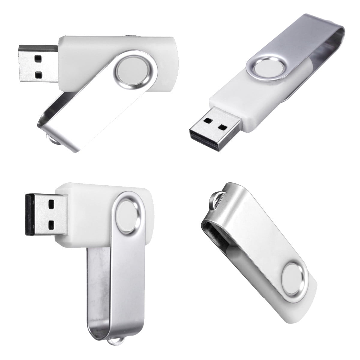 128MB Snow Color Retractable USB 2.0 Flash Memory Drive--WR208i-128MB