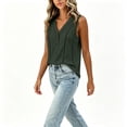 thumbnail image 4 of Bosfbaoi Womens Blouse V Neck Henley Relaxed Fit Sleeveless Stitch Detail Solid Casual Chic Tank Tops for Women, 4 of 9