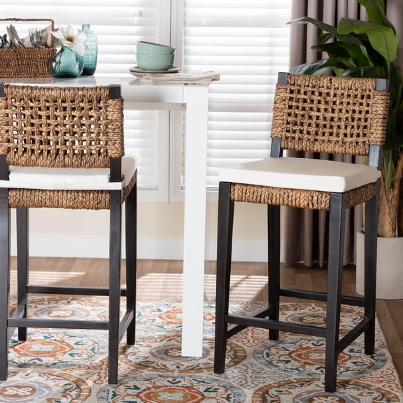 bali & pari Alise Boho Bar Stool, Bar Height, Seat Height of 27", Dark Brown