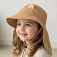 thumbnail image 2 of Krdevn Cartoon Bear Kids Neck Flap Sun Hat UPF 50+ Adjustable Chin Strap Breathable Beach Fisherman Cap Toddler Boys Girls, 2 of 7