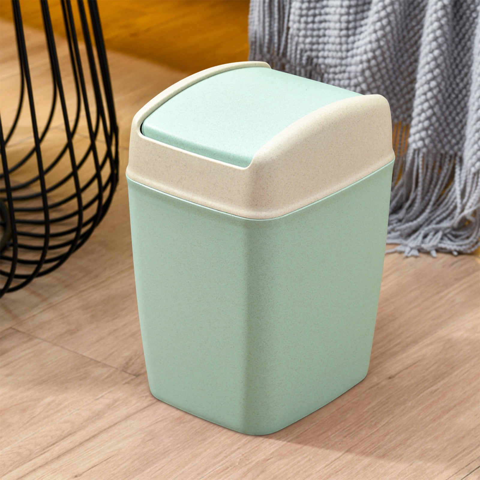 Kitchen Trash Can, Step-On Garbage Can with Lid, Tall Kitchen & Bathroom Trash Can, Small Office Waste Bin, Green - Xuniizn
