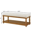 thumbnail image 6 of Leumius Upholstered Linen Bench with Storage Shelf, Solid Wood Spindle Legs Accent Furniture Tufted Ottoman Bench for Bedroom Entryway Living Room Ivory, 6 of 6