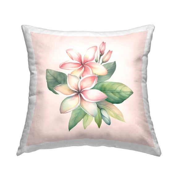 Stupell Industries Plumeria on Pink Decorative Printed Throw Pillow, 18 x 18