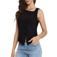 thumbnail image 4 of Asymmetrical Tank Top for Women Sleeveless Button Down Going Out Tops Summer Outfits 2026 XS Black, 4 of 6