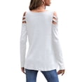thumbnail image 3 of LUXUR Ladies Cold Shoulder Tops Chic Dailywear Tunic Blouse White 4XL, 3 of 3