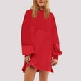 thumbnail image 3 of Efsteb Womens Oversized Long Sleeve Patchwork Sweatshirt Dress Crewneck Tunic Sweatshirts Fall Loose Pullover Top (Red,XL), 3 of 6