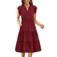 thumbnail image 5 of Zeagoo Women's Midi Dress Casual Summer Dresses V Neck Tiered Swing Dress with Pockets Womens Short Sleeve Sundress Loose Travel Dresses, 5 of 6