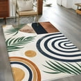thumbnail image 3 of Abstract Boho Large Area Rugs for Bedroom Living Room, Non Slip Carpet Bedside Rug, Bohemian Palm Leaf Geometric Leaf Circle Rectangular Floor Cover Kitchen Accent Rug 4'x6' for Dining Room/Office, 3 of 9