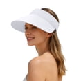 thumbnail image 2 of HOWPAY Visor Hats for Women Wide Brim Open Top Adjutable Ponytail Sun Protection Straw Hat Packable Foldable Summer Holiday Beach Cap White One Size, 2 of 5