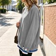 thumbnail image 4 of Hearthz Fake Two Piece Women Sweatshirt Long Sleeve Striped Cuff Layered Womens Crew Necks Sweatshirts Fall Winter Warm Womens Pullover Sweatshirt, 4 of 5