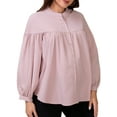 thumbnail image 4 of CAMISAS Y BLUSAS DE MATERNIDAD CHIC INSPIRADORAS PARA MUJERES, CON PLECA, BOTONES Y MANGA LARGA, TOP DE EMBARAZO Y LACTANCIA, TALLA 2XL, ROSA, 4 of 6