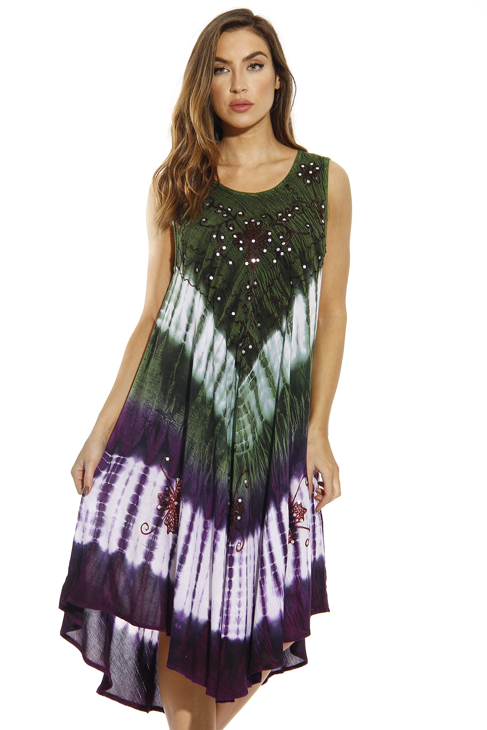 Riviera Sun - 21314-PR-XL Riviera Sun Dress / Dresses for Women (Olive / Purple, 1X) - Walmart 