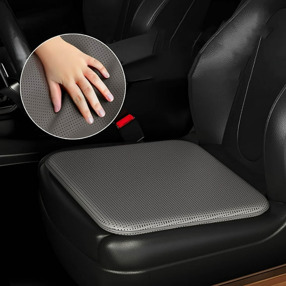 Breathable Leather Car Seat Cushion-Ventilated Summer Pad with Back Support for Office Car Chairs,All-Season,Easy to Clean