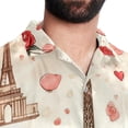 thumbnail image 5 of Eiffel Tower Valentine's Day Men's Casual Hawaiian Shirts, Printed Button Down Short Sleeve Summer Beach Tops with Spread Collar - Unisex, 5 of 6